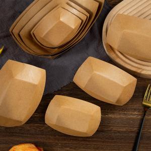 Disposable Brown Kraft Paper Food Tray Boat Box